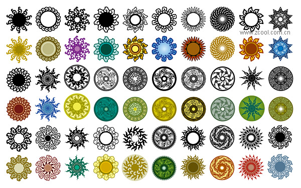Variety of classical elements in a circular pattern vector material-2