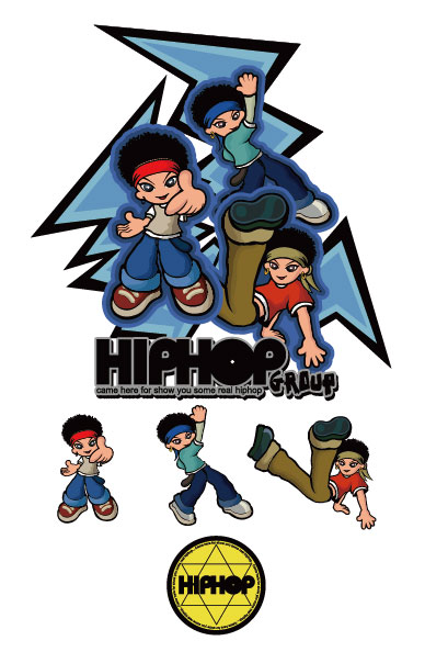 Hip-hop cartoon character vector material