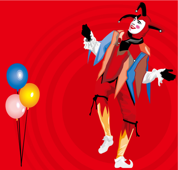 Balloons and clown vector material