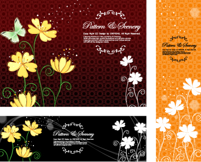 Butterfly flowers vector background pattern of classical material