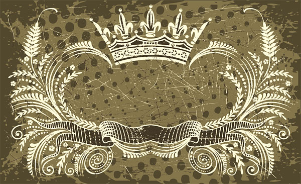 Crown, banner, olive branch vector