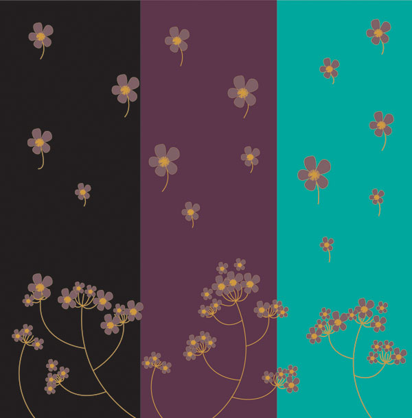 Tri-color flowers vector background material