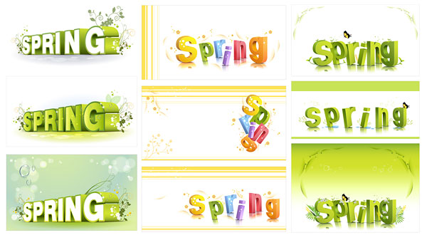 spring three-dimensional character alphabet pattern vector