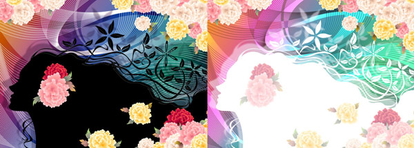Woman with flowers Vector material -5