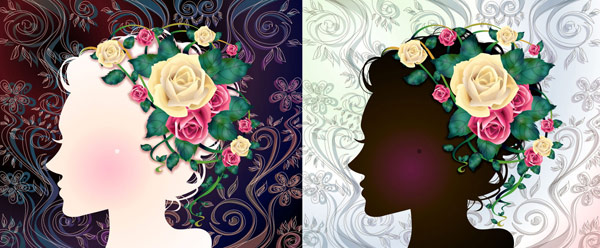 Woman with flowers Vector material -1