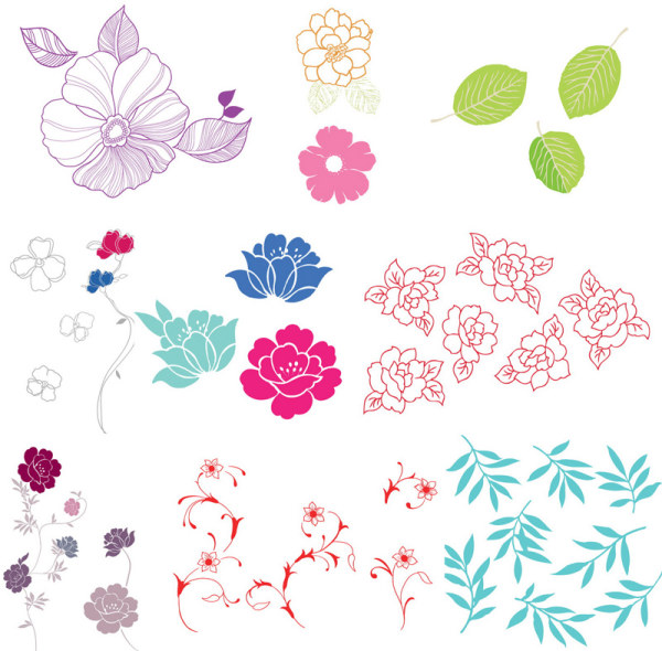 A simple case of flowers, leaves vector