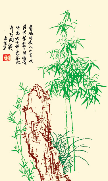 Bamboo, stone vector material