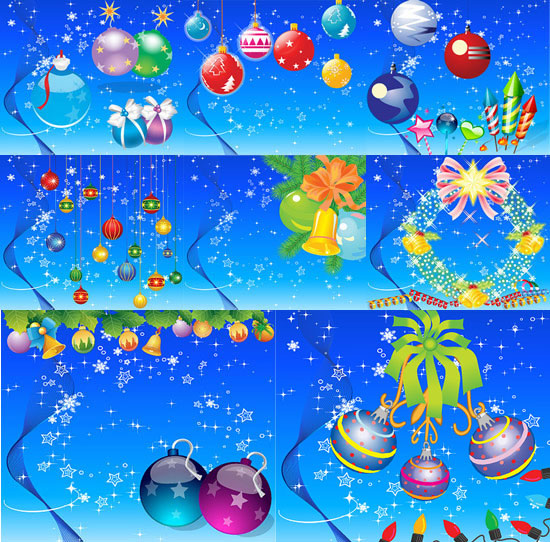 Santa Claus, socks, hanging balls, skis, angel, candles