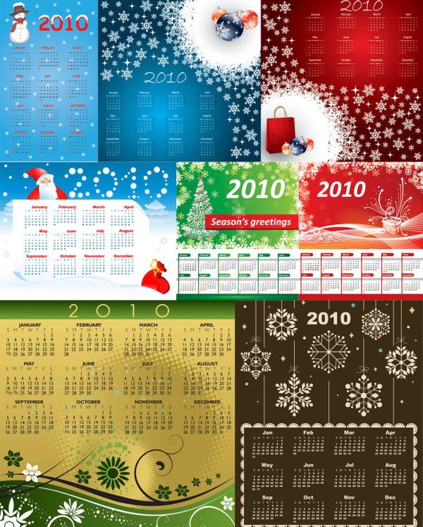 2010 calendar template vector
