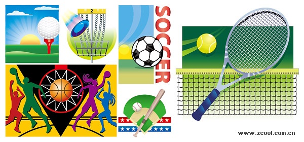 Vector illustration of various sports materials