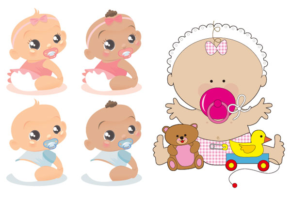 baby, toys, pacifier Vector material