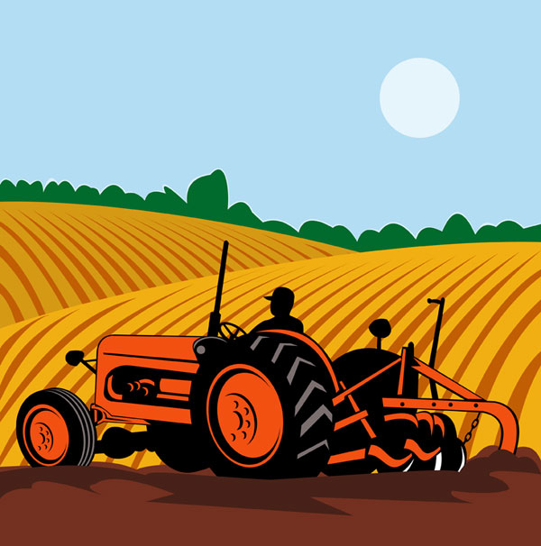 Farming, machinery, field vector