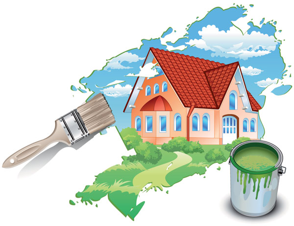 Painting A new House Vector Material