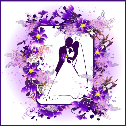 Marriage, kissing, flowers vector material