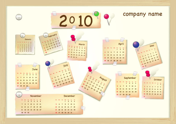 2010 New Year Calendar Vector