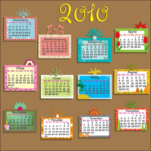 Lovely 2010 calendar vector material