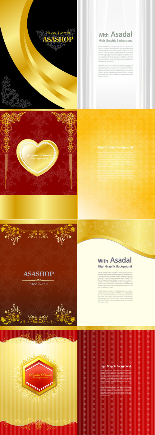 Gold ValentineDay greeting card template vector material
