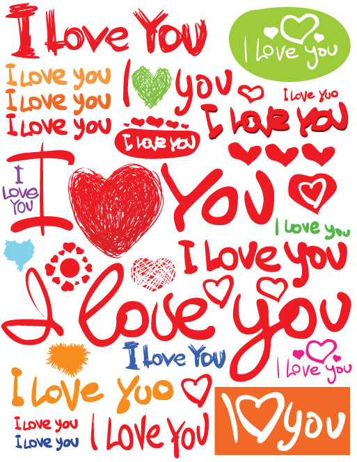 Valentine Day fonts Vector material hand-painted English
