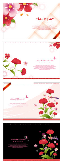 Flowers card template vector material