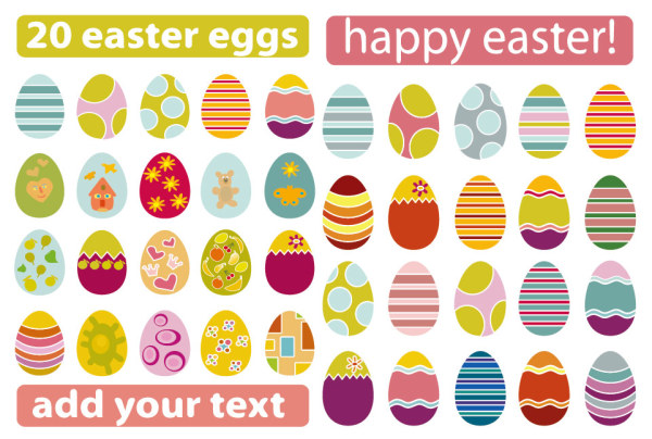 A variety of Easter eggs Vector material