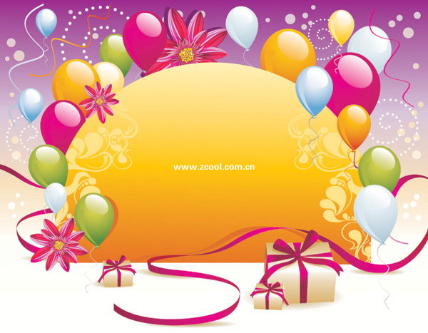 Balloon gift card background vector material