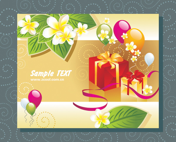 Balloon gift cards vector material leaves