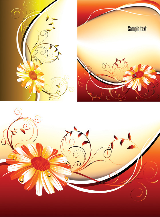3 flower pattern background vector material