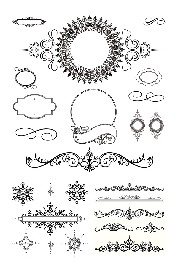 Several European-style lace pattern vector material