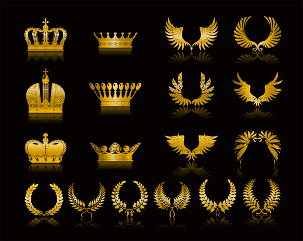 Golden wings wheat crown vector material