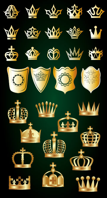Golden crown and shield vector material