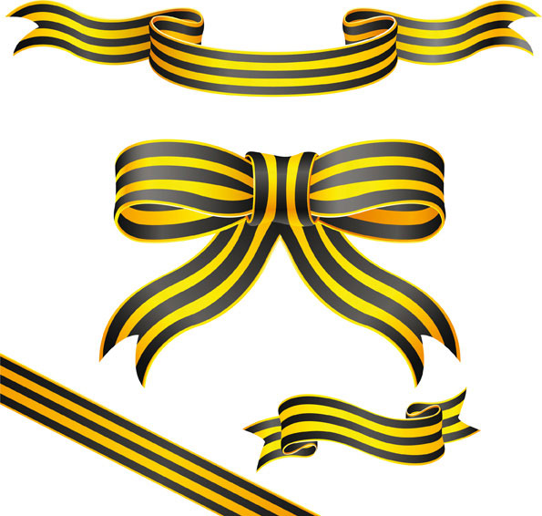 Yellow striped ribbon vector material