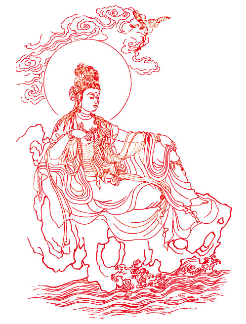 Guanyin Bodhisattva line drawing vector material