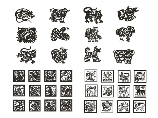 Zodiac of paper-cut vector material (4)