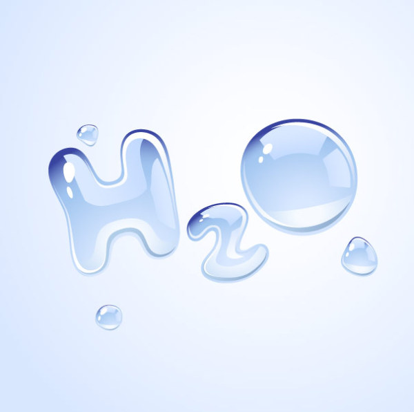 H2O shape of water drops vector material