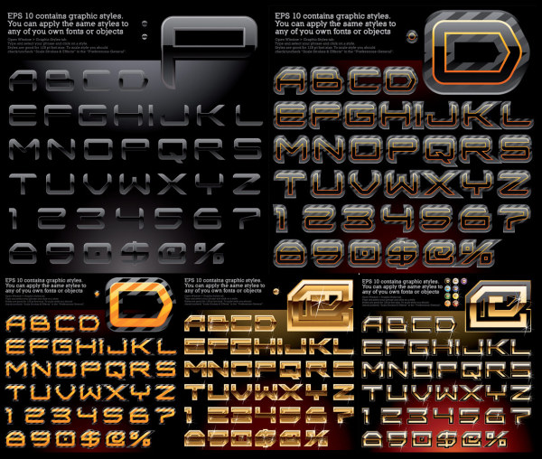 Variety of effects alphabet vector material