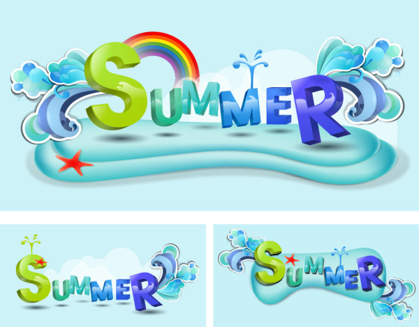 Summer Theme Vector font design material