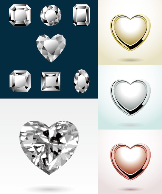 Heart-shaped diamond jewelry pendant vector material