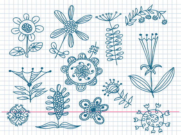 Cute little flowers painted vector material
