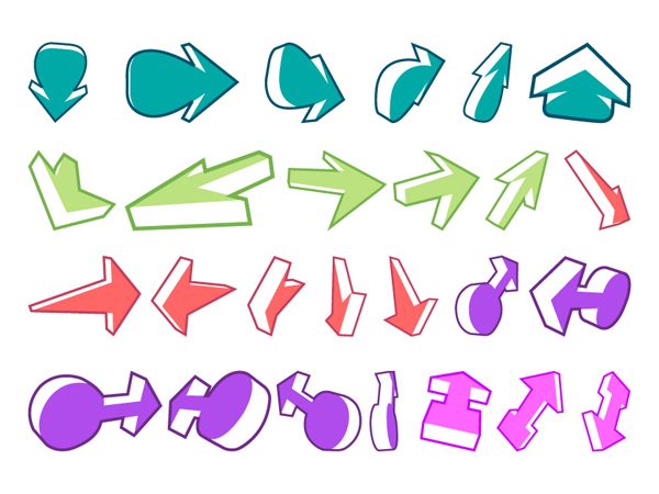 A variety of arrows and other vector material of two