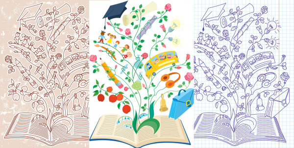 Vector illustration of creative learning materials