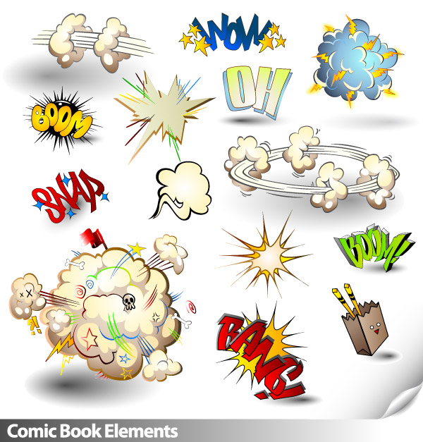 Cartoon vector elements common to the material