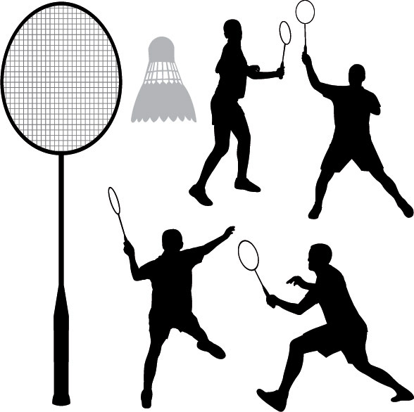 Badminton silhouettes vector material