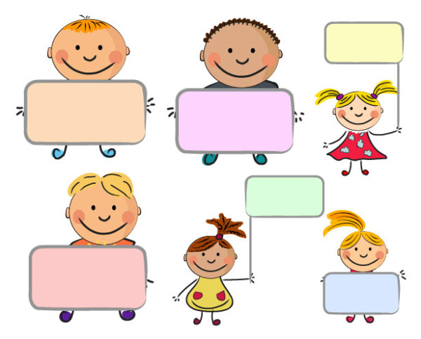 Cute kids placards vector material
