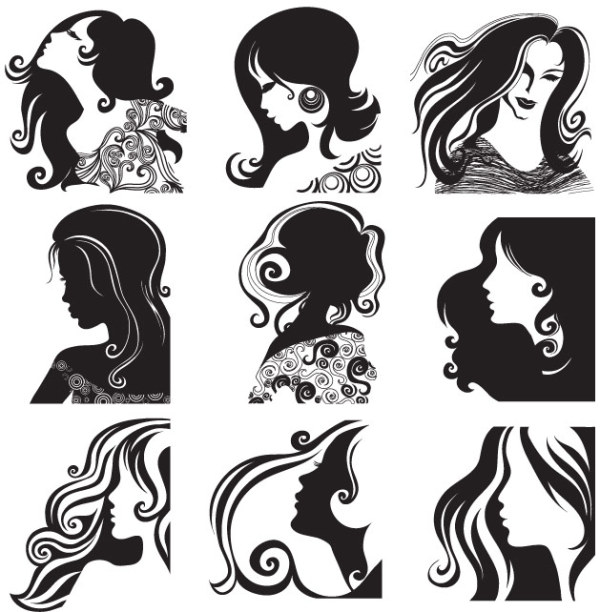 Female head pattern vector material