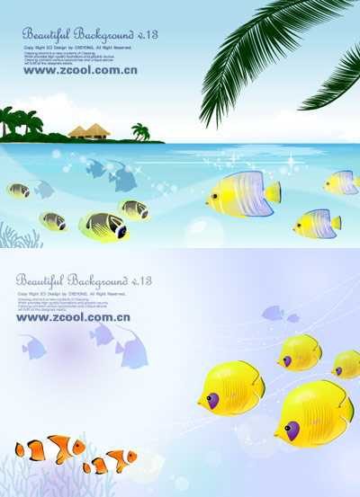 Tropical fish theme vector material