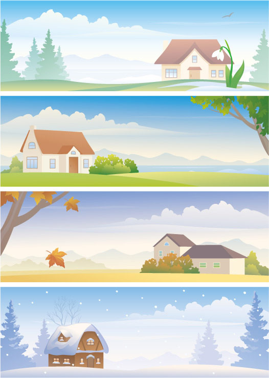 Four Seasons Landscape vector material