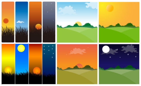 Sunset theme vector material