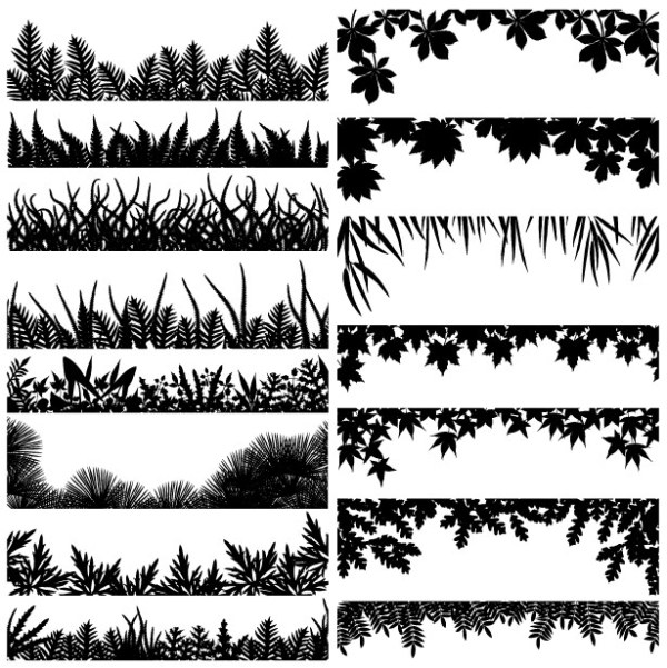 Material of various leaf silhouette vector
