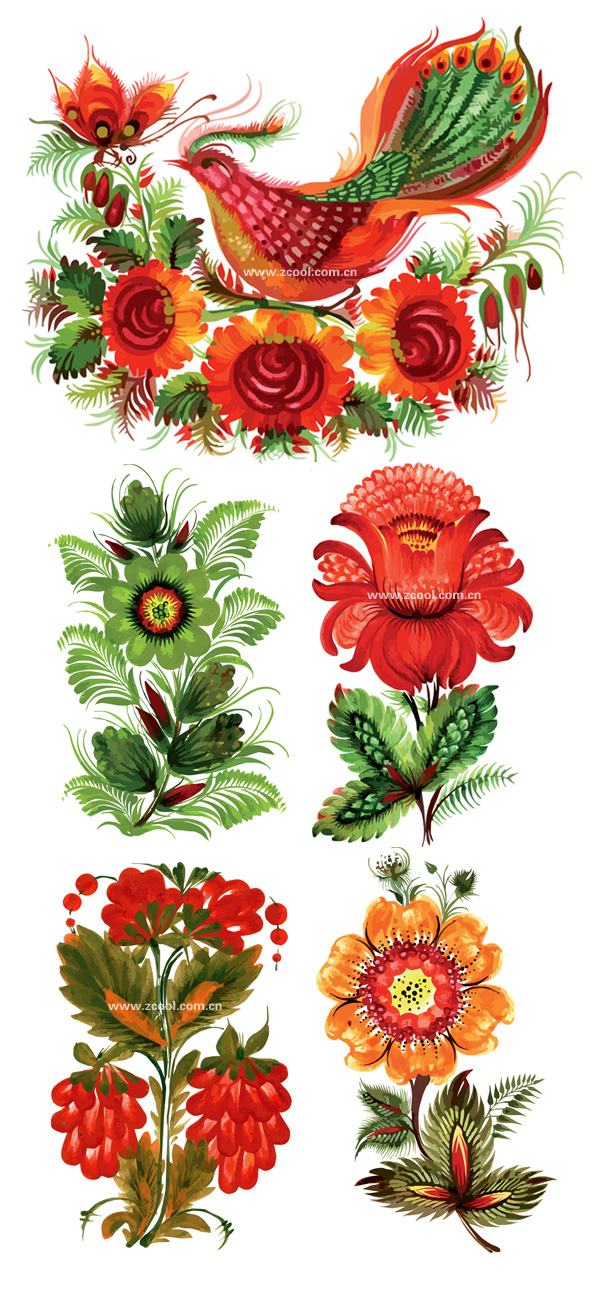 Hand-painted style floral decoration vector material