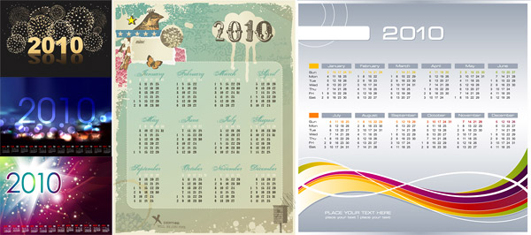 5 Vector 2010 Calendar